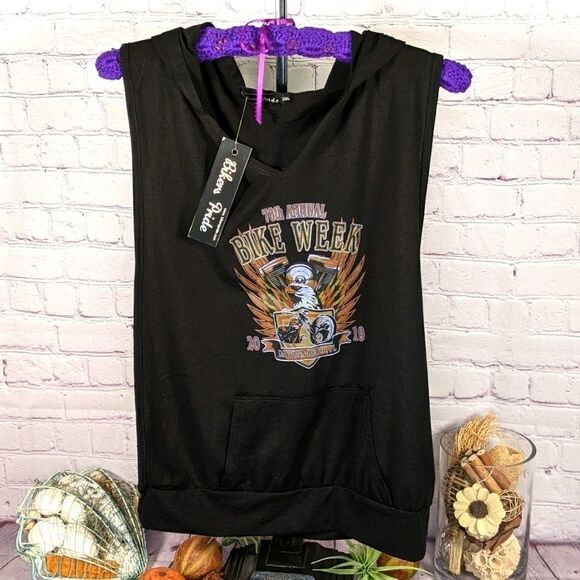 Biker's Pride Biker Chick Hoodie T-Shirt Tee - Picture 1 of 6